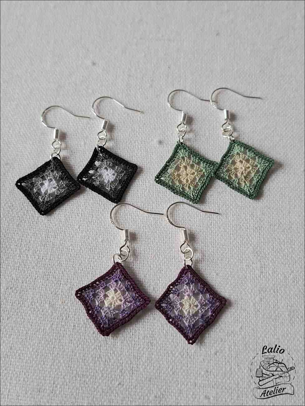 Granny Square Ohrringe in Farbverlauf