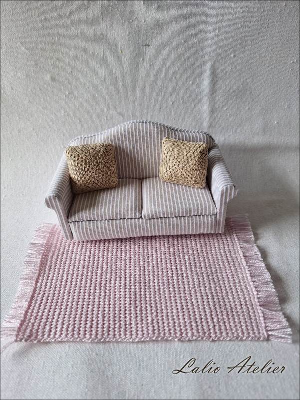 Pink Boho Miniature Rug for Dollhouses (1:12 Scale)