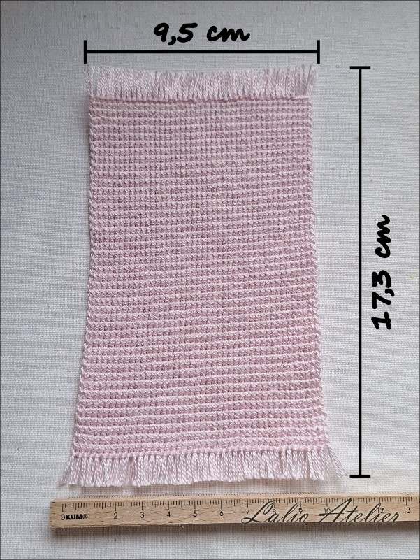 Pink miniature rug in boho style for doll’s houses and gnome houses